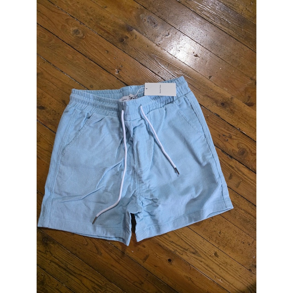 Brandon Thorne‎ Mens Light Blue Corduroy Shorts Waist Drawstring Size S NWT